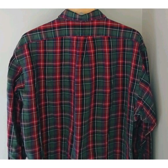 Ralph Lauren Blake Button Down Shirt Size Large Red Green Plaid Holiday Academia - Picture 7 of 9